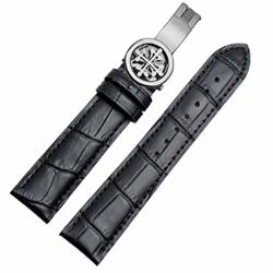 20MM 21MM 22MM Black brown Leather Watch Band Strap Deployment Buckle Fit For Patek Philippe 20MM Black Line Silver Buckle