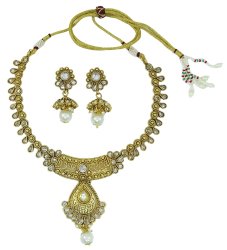 Gold Tone Traditional Indian Bollywood 2 PC Necklace Set Women Wedding Jewelry IMOJ-BNS36A