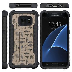 Turtlearmor Samsung Galaxy S7 Case G930 Grip Combat Hard Impact Dual Resistant Armor Kickstand Defender Case Cool Designs - Fishing Hooks