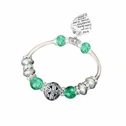 White Birch Birthday Gifts For Women Charm Stretch Bracelet Heart Love With Tibentan Silver Beads Green Vintage Jewelry