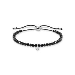 Bracelet Black Pearls With White Stone - 20CM Adjustable