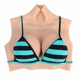 Silicone Breastplate High Collar Breast Forms Fake Boobs Enhancer with Elastic Cotton Filled for Crossdressers Mastectomy Transgender 