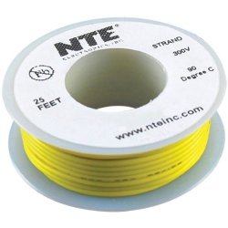 Nte Electronics WH26-04-25 Hook Up Wire Stranded Type 26 Gauge 25' Length Yellow