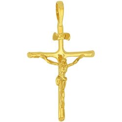 Lifetime Jewelry Crucifix Classic Jesus Piece Necklace Made Of 24K Gold Over Semi-precious Metal Guaranteed For Life Choice Of Cross With Or Without Pendant