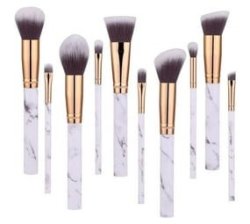 10 Piece Marble Style Professional Makeup Brush Cosmetic Set White