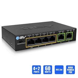 Bv-tech 4 Port Poe+ Switch With 2 Ethernet Uplink And Extend Function 60W 802.3AT + 1 High Power Poe Port