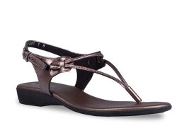 Froggie Woman's Genuine Leather String Thong Sandal - Lead Pearl