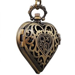 VIGOROSO Women's Vintage Steampunk Heart Harry Potter Locket Style Pendant Pocket Watch