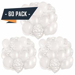 60 Pack White Balloons + White Confetti Balloons W ribbon Latex Balloons 12 Inch Balloon White Bridal Shower Balloons Wedding Balloons Round Balloons White Party Decorations |