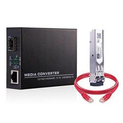 Gigabit Ethernet Fiber Media Converter Includes 1000BASE-SX Sfp Transceiver-lc Multimode 850NM 550M-TO Utp CAT6 Patch Cord 10 100 1000 RJ-45