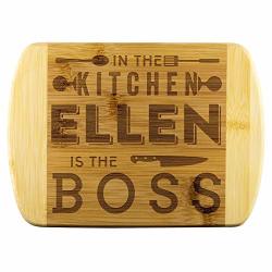 Gift Ideas For Mom - In The Kitchen Ellen Is The Boss - Funny Cutting Boards Wooden Funny Engraved Chopping Board For Wedding Bridal
