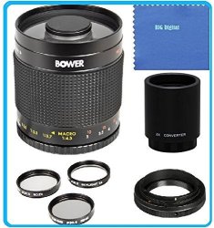 Bower 500MM F 8 Telephoto Mirror Lens + 2X Teleconverter = 1000MM For Sony E-mount Alpha A6000 A5000 A5100 A3000 Nex NEX-F3K NEX-3NL NEX-3N NEX-3NL B