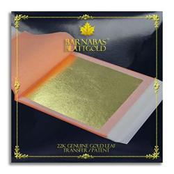 Genuine Gold Leaf Sheets 22K - By Barnabas Blattgold - 3.4 Inches - 25 Sheets Booklet - Transfer Patent Leaf