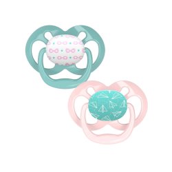 Dr Browns Advantage Silicone Pacifier 6-12M 2 Pack With Pacifier Clip - Pink