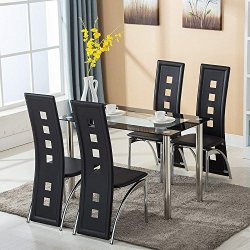 glass table metal chairs