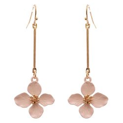 Rosemarie Collections Women's Dangle Bar Flower Drop Earrings Pink