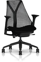 Herman Miller Sayl Ergonomic Office Chair With Tilt Limiter And Carpet Casters Stationary Seat Depth And Arms Black Frame With Black Rhythm Seat
