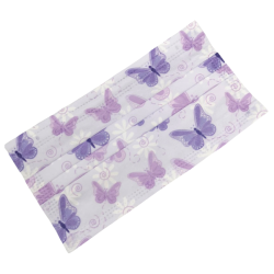 Mxm Face Masks - 3 Ply Butterfly Purple Disposable For Adults - 10'S