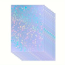 50 Sheets Broken Glass Holographic Sticker Paper 7.37 X 10.41 Cm Glitter Clear Holographic Overlay Cold Laminating Film Self Adhesive Vinyl Sheets