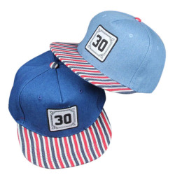 Unisex Men Women Hip-hop Stripe Baseball Cap 30 Digital Patch Cowboy Adjustable Snapback Hat