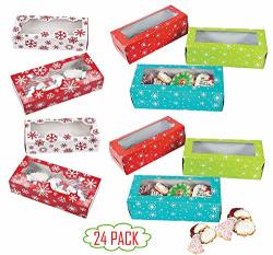 Holiday Treat Boxes Bulk 24 Christmas Snowflakes Gift Boxes For Presents Party Packs Cookies Goody's Kids Favors By 4E'S Novelty