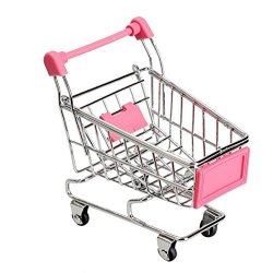 Binglinghua Educational Toy Dollhouse Miniature Stainless Steel Supermarket Shopping Cart Scale Model
