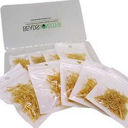 Beadsmonster 18 40MM Mixed Golden Plated Eyepins For Jewelry Making Starter Kit Value Box