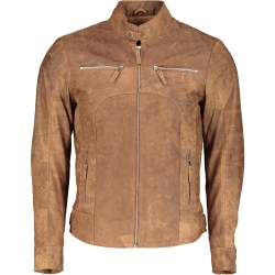 Classic Slim Fit Leather Jacket Rusty Brown - - L