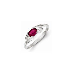Vistar Sterling Silver Red Oval Cz Ring