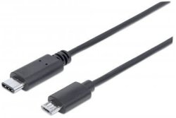 353311 USB 2.0 Type-c Male To Micro-b Male 480 Mbps 1 M 3 Ft. Hi-speed USB C Device Cable -black