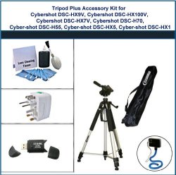 Tripod Plus Accessory Kit For Sony Cybershot DSC-HX9V Sony Cybershot DSC-HX100V Sony Cybershot DSC-HX7V Sony Cybershot DSC-H70 Sony Cybershot DSC-H55 Sony Cybershot DSC-HX5 Sony