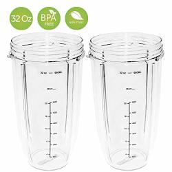 Rayze Nutribullet Replacement Cups Premium Colossal 32 Oz Cups Compatible With Nutribullet 600W & Pro 900 Series Pack Of 2