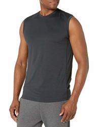 Amazon Brand - Peak Velocity Men's Vxe Sleeveless Quick-dry Multiple-fit Muscle Tank Top Black Heather Xx-large