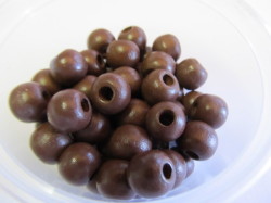 Wooden Beads Brown Round - 9mm X 10mm - 20pc