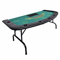 Poker Happygrill Table For 7 Players With Chip & 7 Cup Holders 71.5 X 36 X 29.5 Casino Game Table With Padded Rails Top