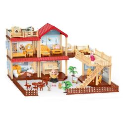 Large Dollhouse With Furniture Educational House Building Toy B4867