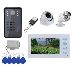 Ennio 7 Inch Record Wired Video Door Phone Doorbell Intercom System With Rfid Passw