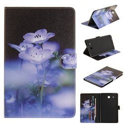 Galaxy Tab E 9.6 Case Newshine Magnetic Closure Stand Folio Cover With Card Slots cash Holder For Samsung Galaxy Tab E 9.6 SM-T560 4 Purple Flower