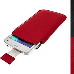 Igadgitz Red Leather Pouch Case For Samsung Galaxy S5 Sv MINI SM-G800F