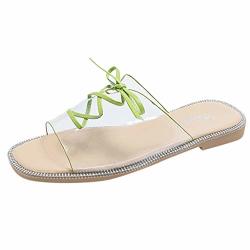 Transparent Fengga Strap Open Toe Sandals Fashion Flat Slippers Casual Shoes Open Toe Beach Shoes Sexy High Sandals Green