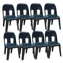 Durable Plastic Party Chair Combo Set Of 8 - Black