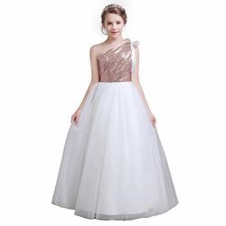 Fairy Girl Long Junior Bridesmaid Dresses Sequin Flower Girl Dresses Tulle For Wedding Party Prom Maxi Dress Dance Gown Rose Gold 10