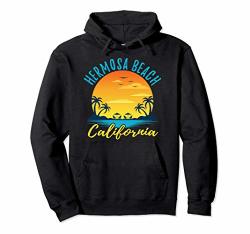 Hermosa Beach California Sunset Beach Palm Trees Ocean Pullover Hoodie