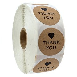 1.5" Round Kraft Thank You Stickers 1 000 Labels Per Roll