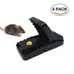 RELY2016 Mouse Trap 4 Pack Rat Traps Snap Humane Power Mousetrap Rodent Rat Catcher High Strength Alloy Plastic Black By 4 Pack