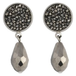 MISS CHIC - Grey Drop Earrings With Grey Stones