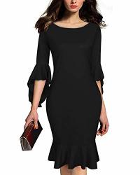 Evening Autcy Dresses Plus Size Women's Dresses For Special Formal Occasions Ladies Elegant Slim Cocktail Prom Midi Dress Black 2XL
