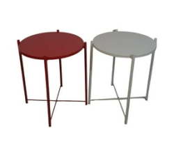 Round Occasional Coffee Table Set Of 2 -red & White