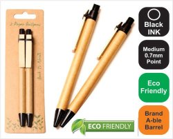 Statesman Eco-friendly 2 Pack Clicker Pens Black