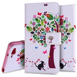 Huawei P10 Lite Case Huawei P10 Lite Wallet Case Phezen Green Leaves Tree Cat Design Pu Leather Wallet Case With Card Slots Stand Book